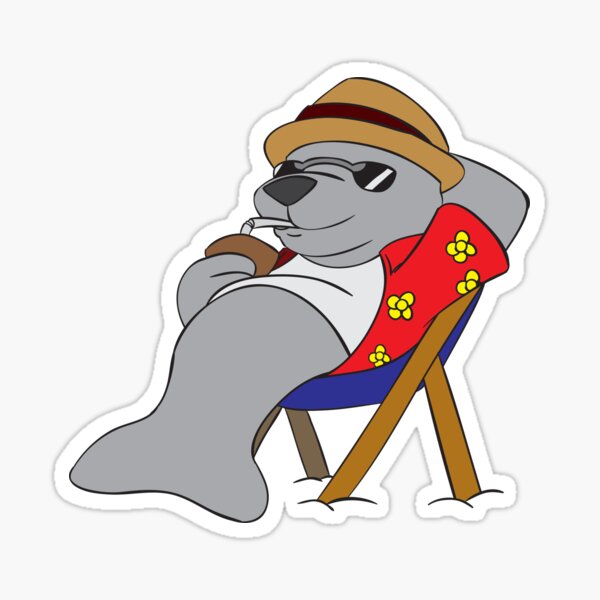 Beach Manatee Sticker