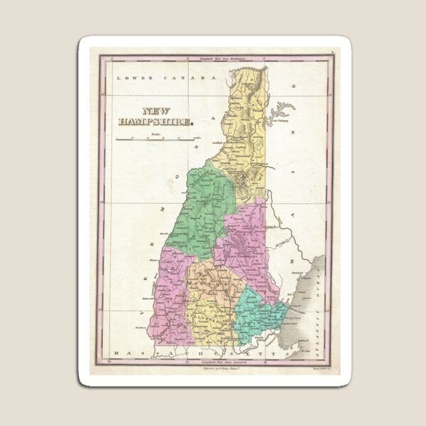 Item preview, Vintage Map of New Hampshire (1827) designed and sold by BravuraMedia.