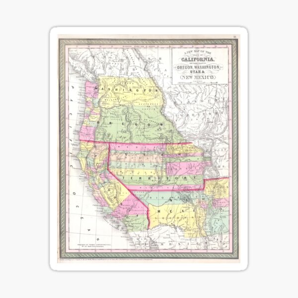 Item preview, Vintage Map of The Western United States (1853)  designed and sold by BravuraMedia.
