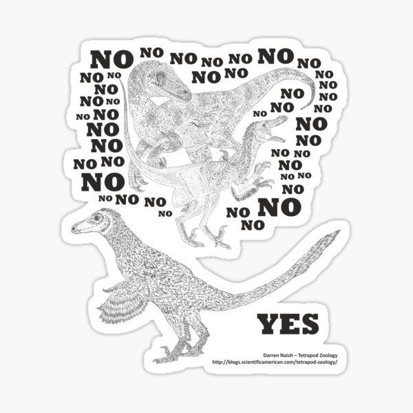 Just say NO to unfeathered non-avialan maniraptoran theropod dinosaurs Sticker