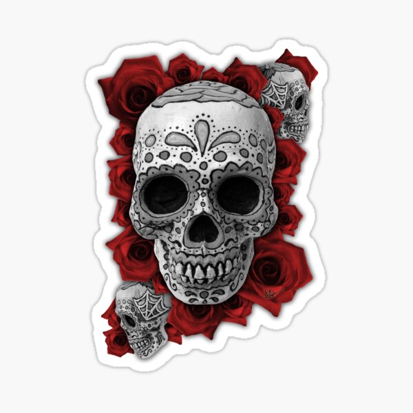 Sugar skull and roses !!! Sticker