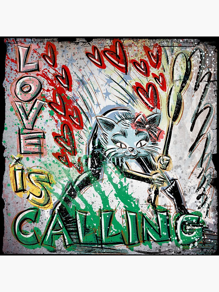 "Kitschy, kitsch, Cat, London Calling, Art, Print, Kitch, the, clash