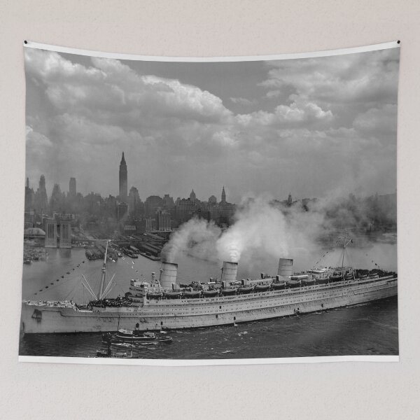Item preview, Queen Mary entering New York Harbor, 1945 designed and sold by BritishYank.