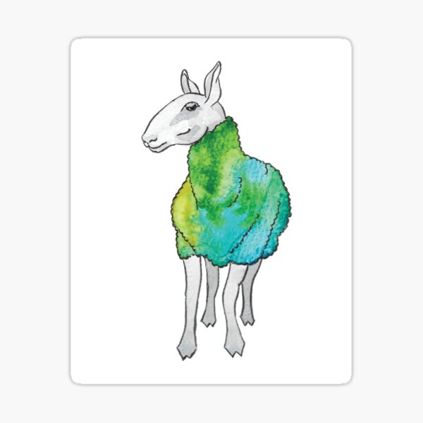 Psychedelic sheep: Blue Faced Leicester, teal/green Sticker