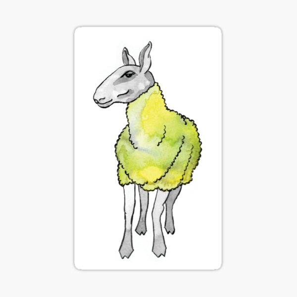 Psychedelic sheep: Blue Faced Leicester, yellow/green Sticker