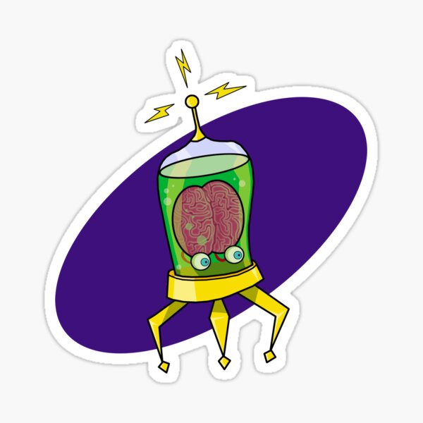 Aux, the Brain in a Jar Sticker