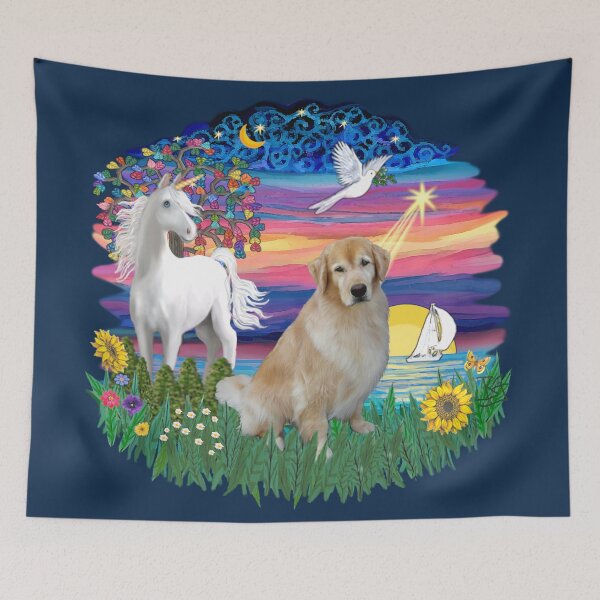 Item preview, Magical Night with a Golden Retriever (light) designed and sold by JeanBFitzgerald.