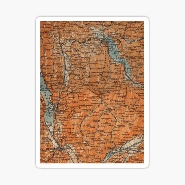 Vintage Map of Annecy France (1914) Sticker
