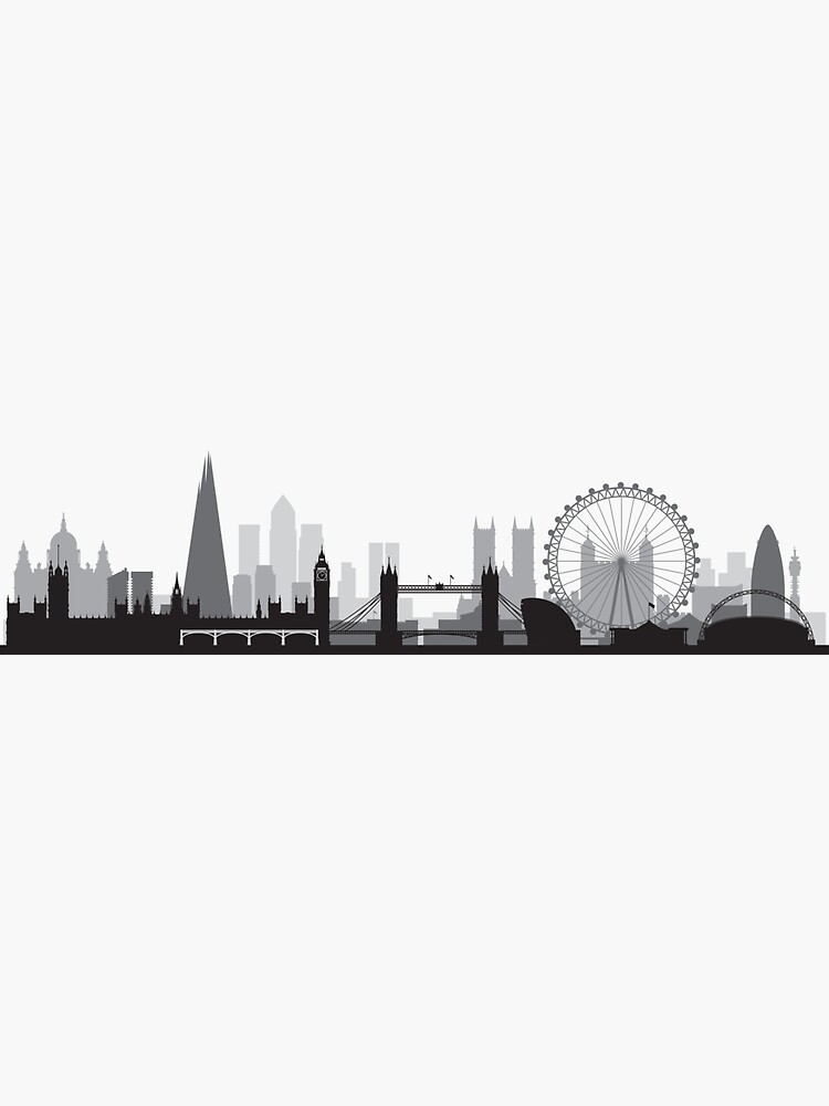 Discover The London BIG Skyline Sticker, London Underground Stickers, water bottle sticker,  Britain Sticker