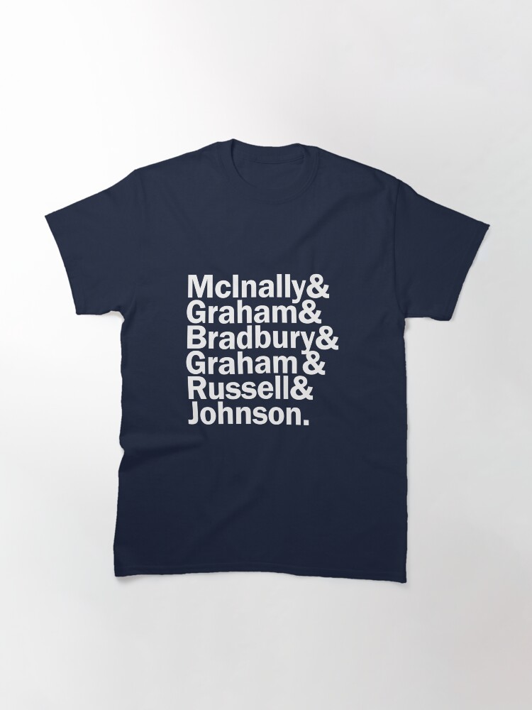 Thumbnail 3 of 7, Classic T-Shirt, 6 Try Heroes - White Text designed and sold by srbpodcast.