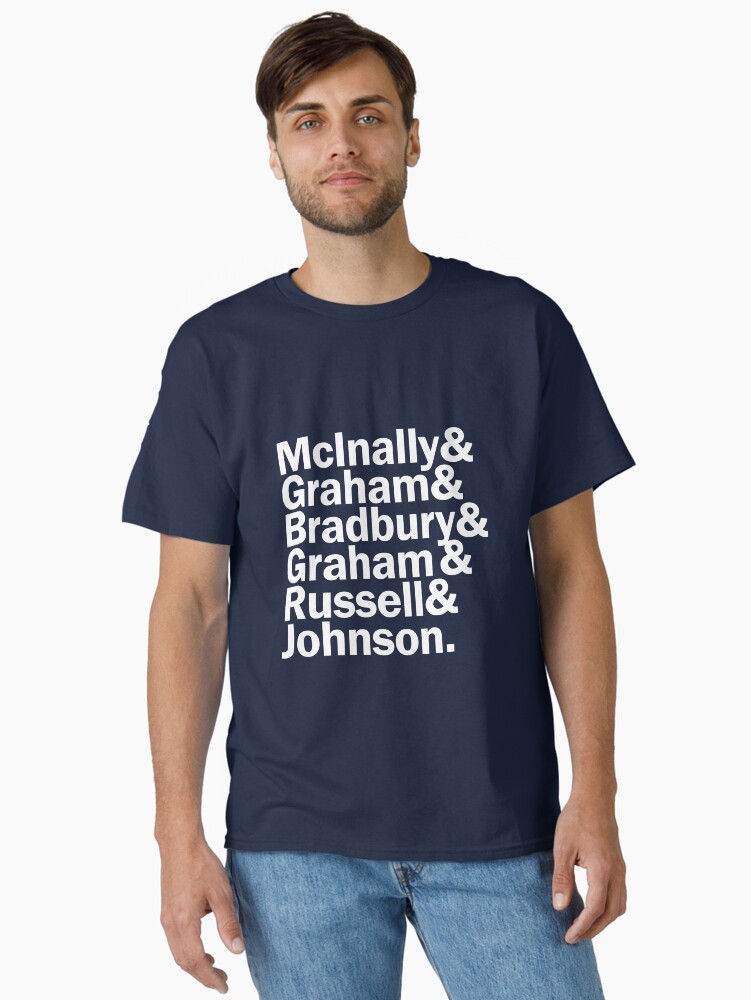 Thumbnail 2 of 7, Classic T-Shirt, 6 Try Heroes - White Text designed and sold by srbpodcast.