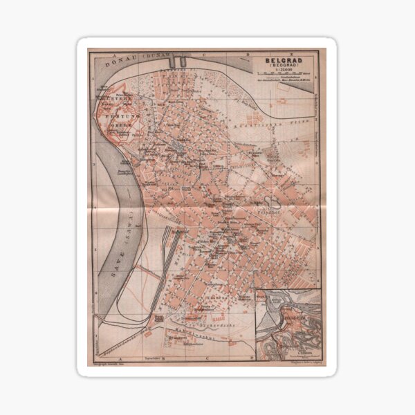 Item preview, Vintage Map of Belgrade Serbia (1905) designed and sold by BravuraMedia.