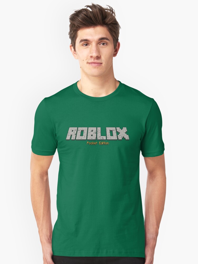 Roblox Pocket Edition Minecraft Logo T Shirt By Stupiditees Designs - roblox t shirt design