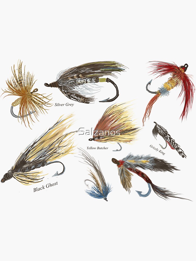 Vintage Fly Fishing Lures! Sticker for Sale by Salzanos
