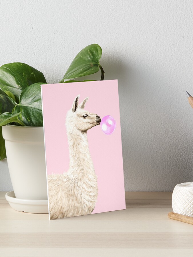 Playful Llama Chewing Bubble Gum | Art Board Print