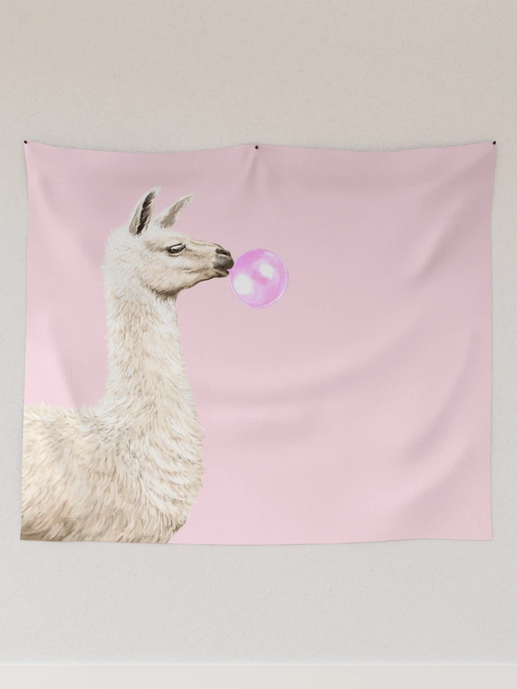 Playful Llama Chewing Bubble Gum