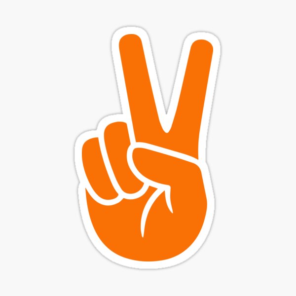 Orange Peace Sign Hand Fingers Sticker By Mstark Redbubble