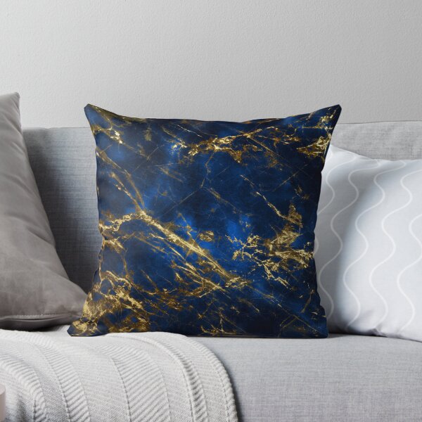 Marbre bleu exquis avec des veines d'or de luxe Coussin