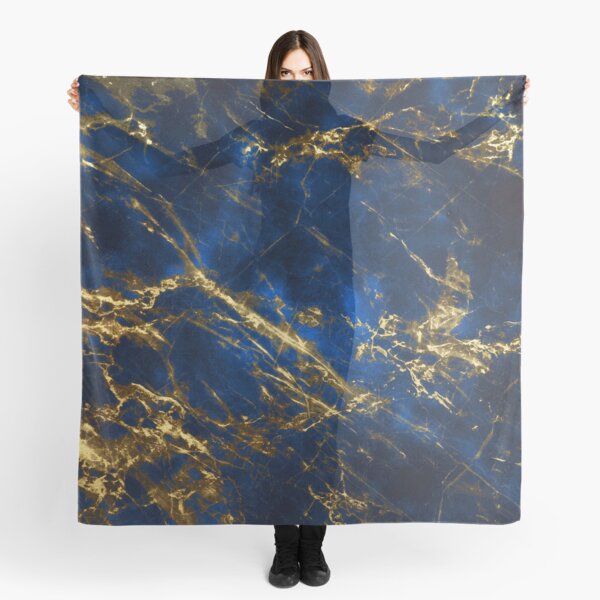 Exquisite Blue Marble With Luxury Gold Veins Scarf
