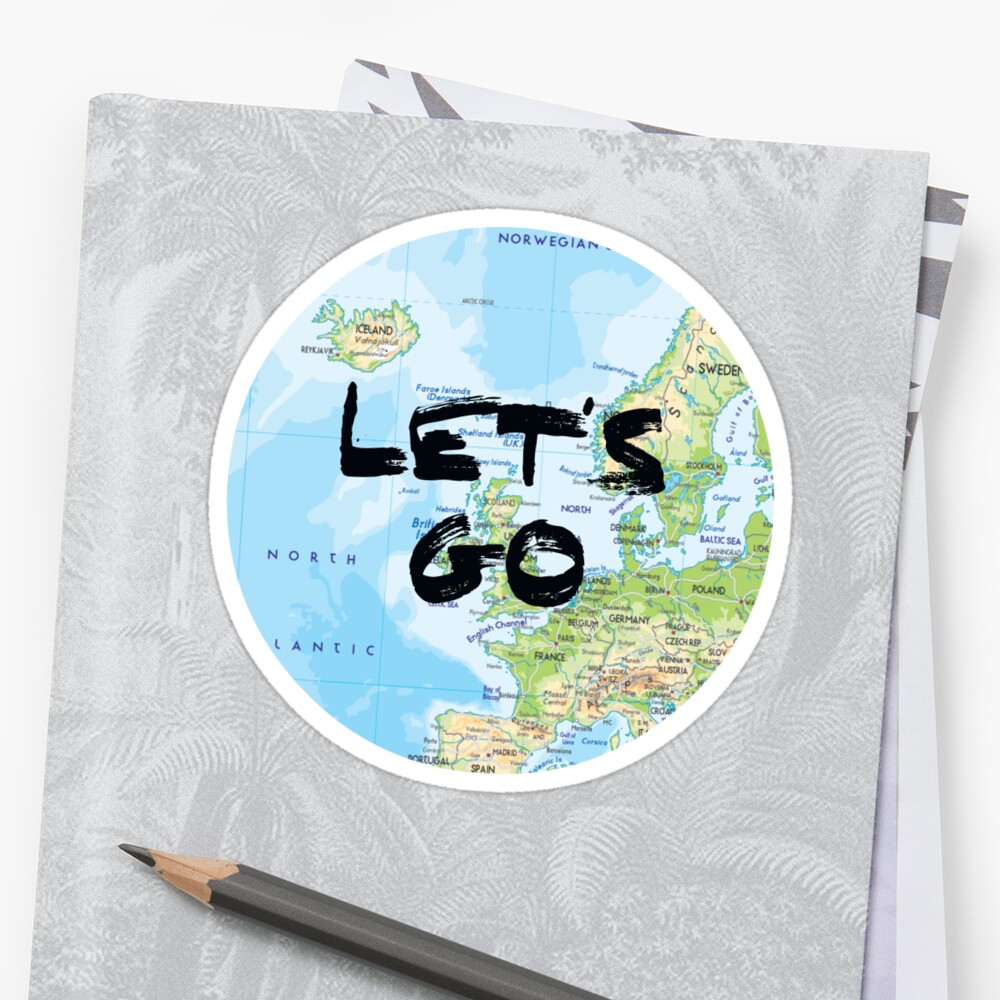 "Let's Go! Rounded Europe Map" Sticker by ourtinyinfinite Redbubble