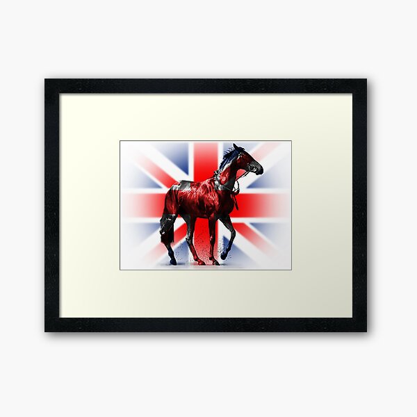 United Kingdom Union Jack - Patriotic British Thoroughbred Racehorse Framed Art Print