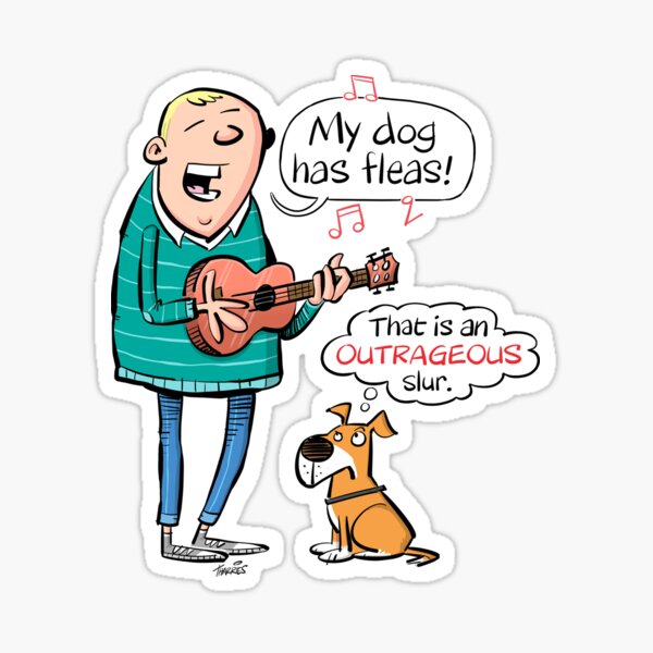 My dog has fleas - Ukulele cartoon Sticker