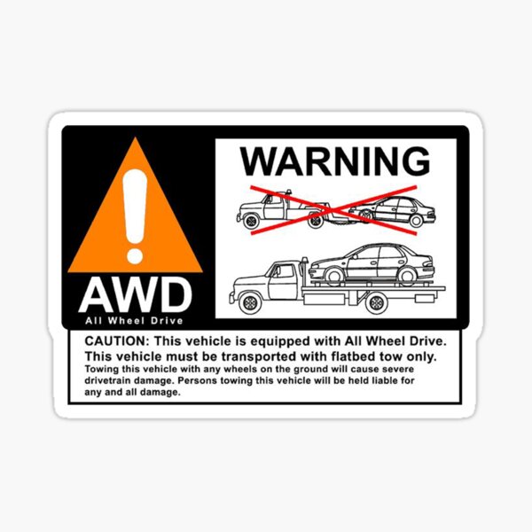 AWD Warning Towing Subaru Sticker