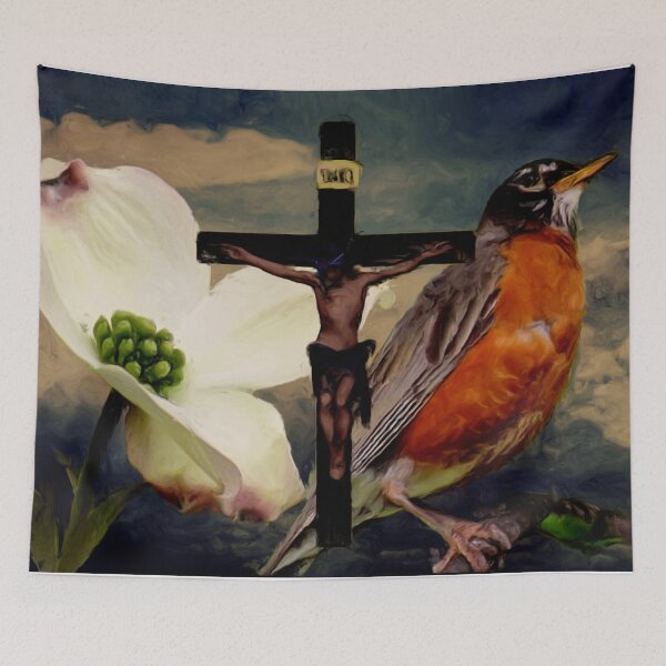 Item preview, Legend of the Dogwood - Easter Robin Crucifix Religious Art A510 designed and sold by byNicol.