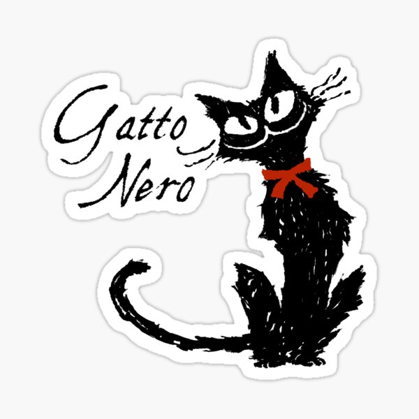 Red ribbon and Black cat Sticker