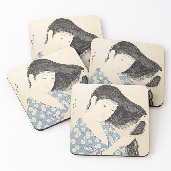Item preview, Goyō Hashiguchi - Woman in Blue Combing Her Hair - Geisha Japanese art designed and sold by Bebichic.