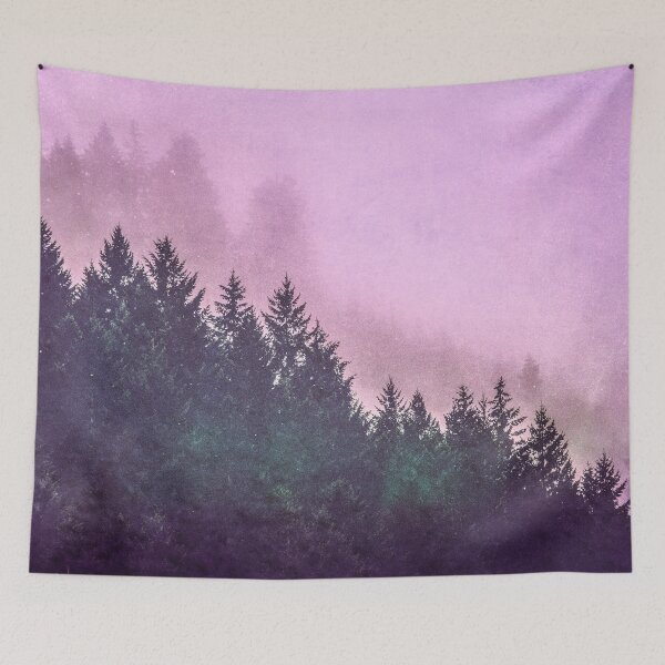 Item preview, Fog Forest - Pink and Green Misty Mountain Pass designed and sold by artcascadia.
