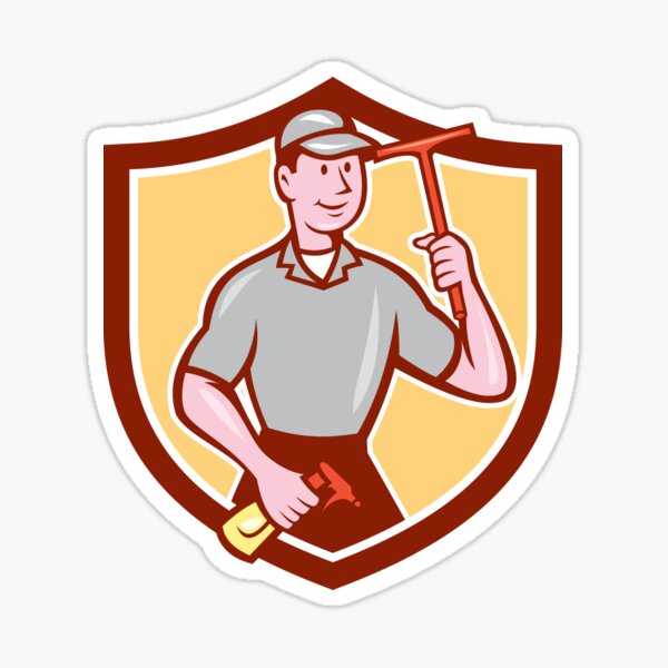 Item preview, Window Washer Cleaner Squeegee Shield Cartoon designed and sold by patrimonio.