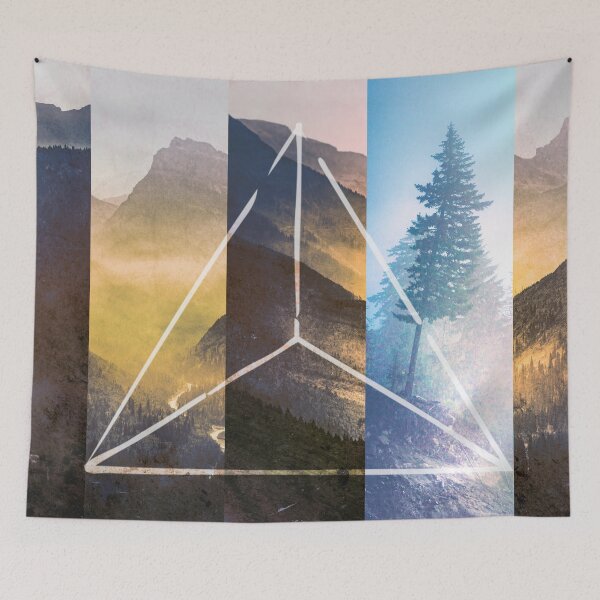 Item preview, Mountains and Forest - Geometric Nature Smoke and Ash Tree designed and sold by artcascadia.