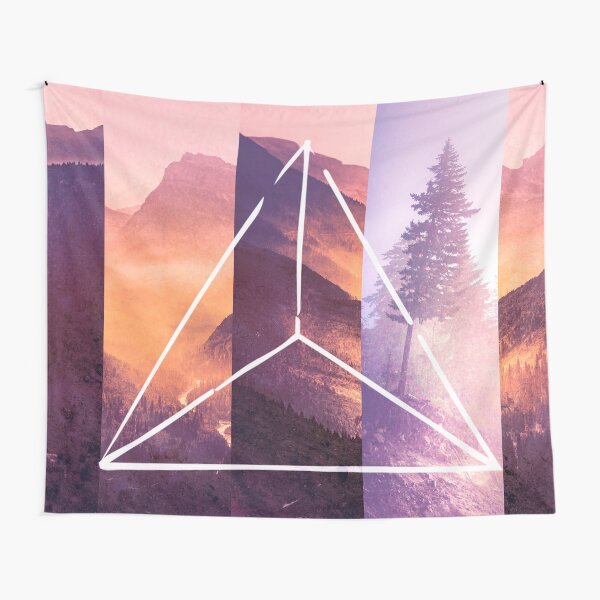 Forest Mountain Trees - Geometric Nature Wildfire Rebirth Tapestry