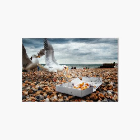 Fish and Chips with Brighton Gulls Art Board Print