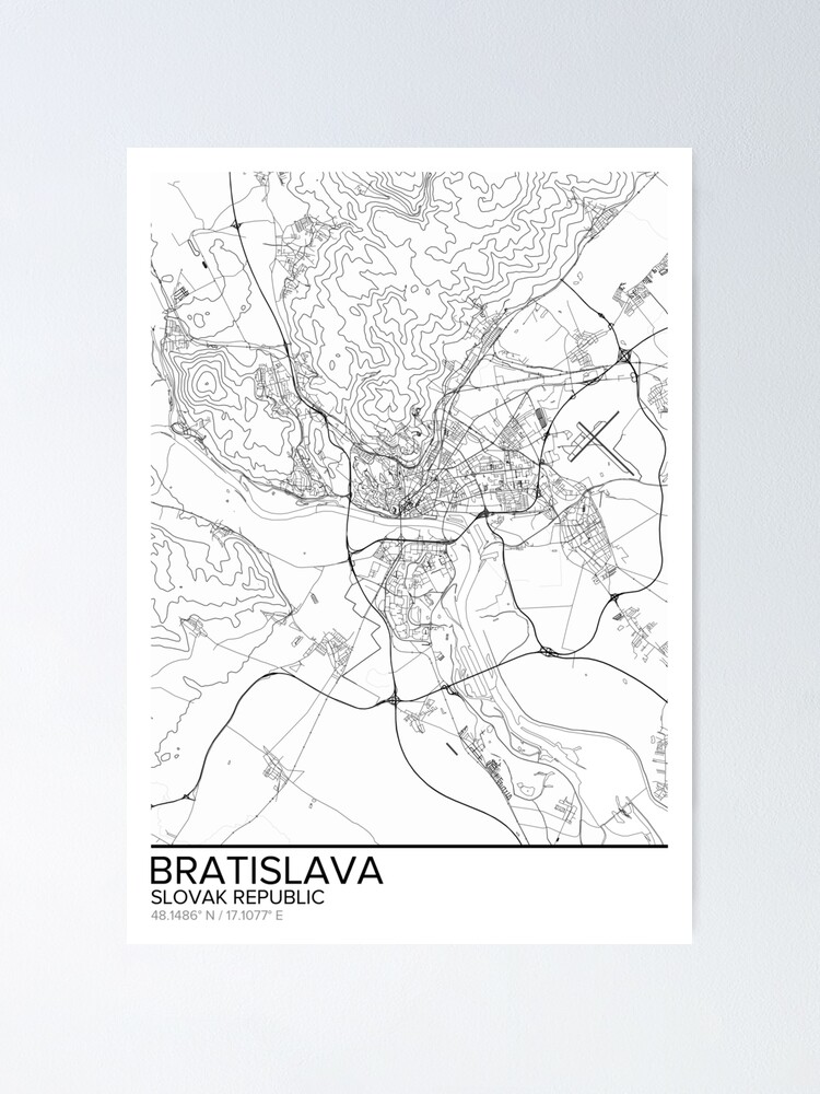 Bratislava Map PrintSlovakia Wall Art PosterCity Maps ArtworkMap Gifts