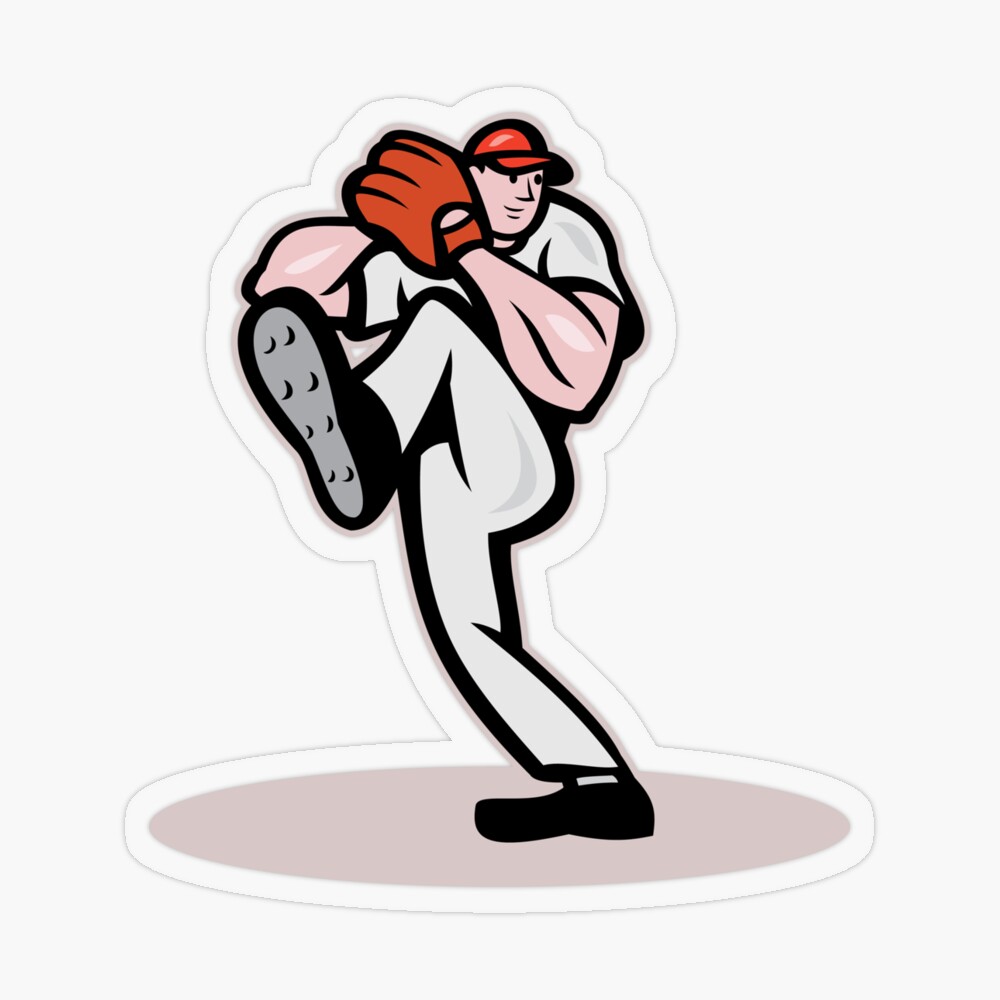 Baseball Player Pitcher Throwing Cartoon Sticker for Sale by patrimonio
