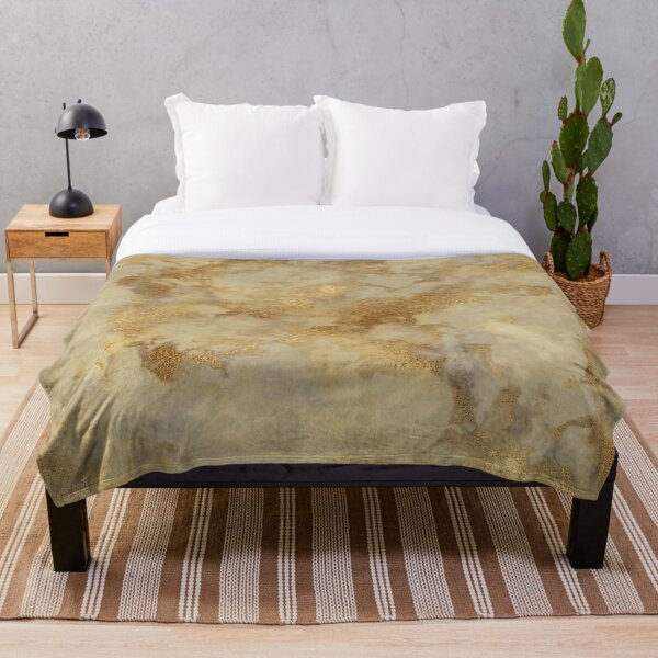 Gold Metallic Marble Pattern Throw Blanket
