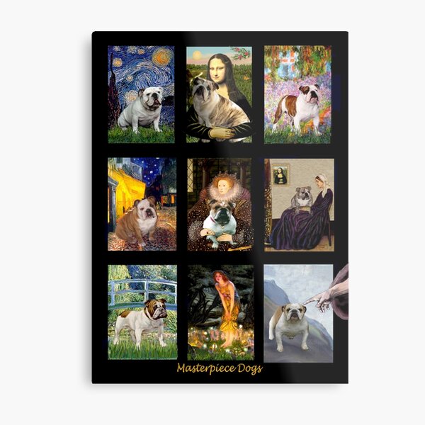 Composite: English Bulldog Inserted into Famous Art Metal Print