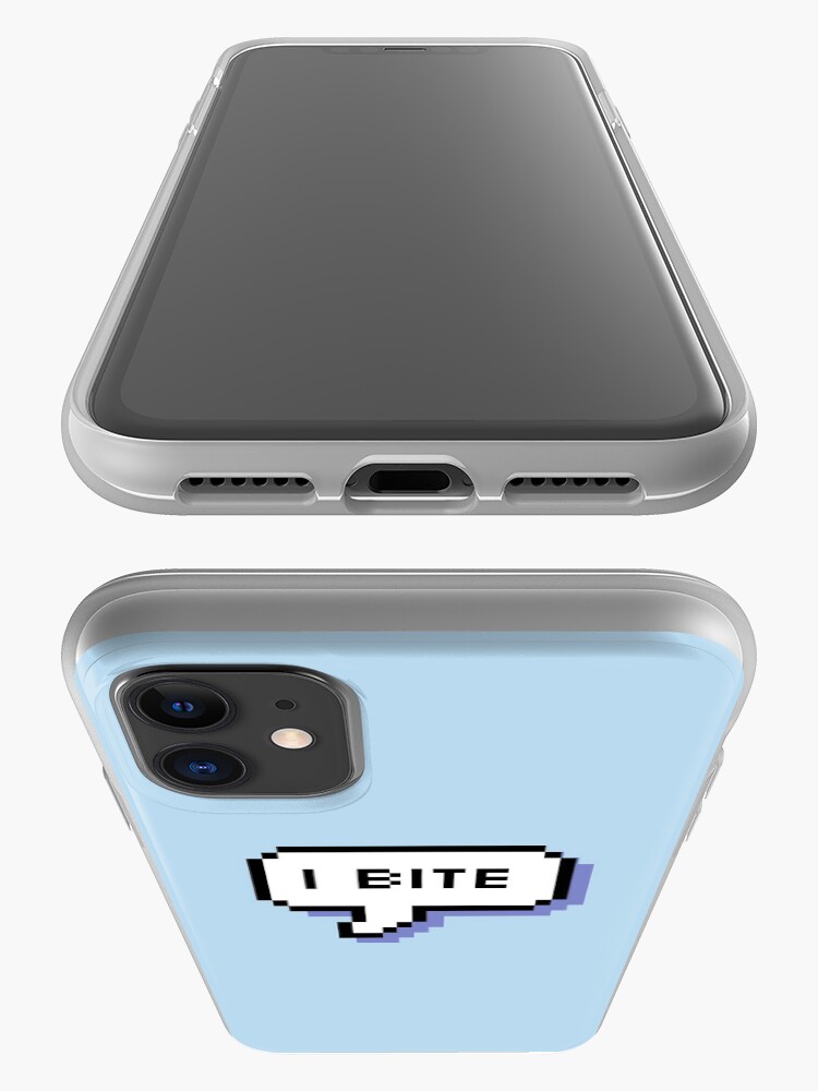 Alternate view of I Bite - Pixel Speech Bubble (Blue) iPhone Case & Cover