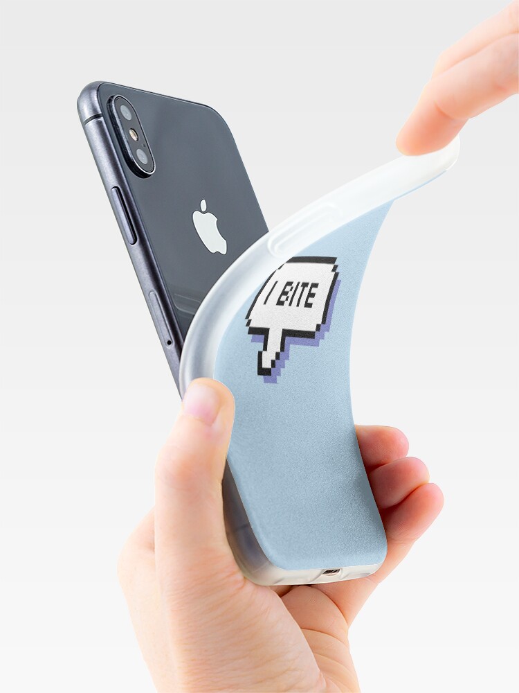 Alternate view of I Bite - Pixel Speech Bubble (Blue) iPhone Case & Cover