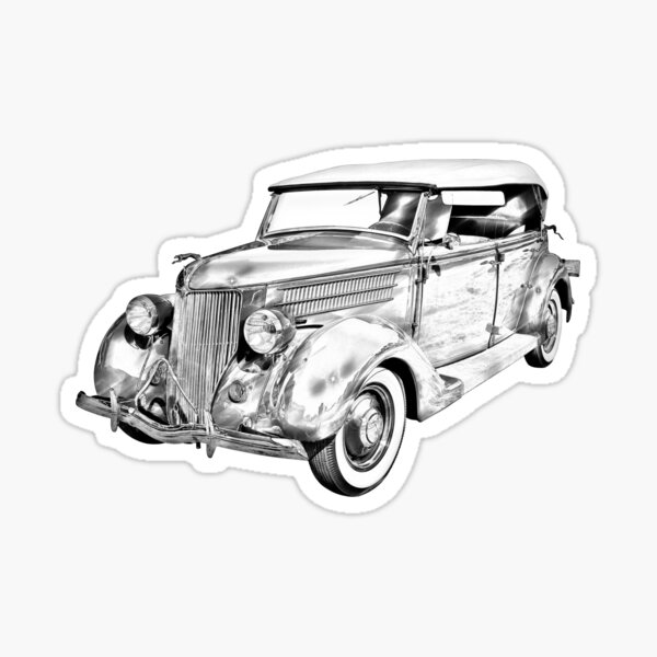 Item preview, 1936 Ford Phaeton Convertible Illustration  designed and sold by KWJphotoart.