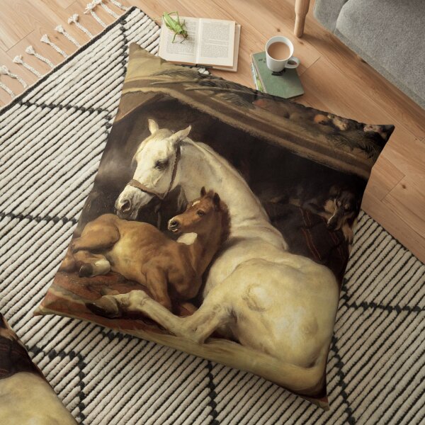 ARAB TENT WITH HORSES AND OTHER ANIMALS Floor Pillow