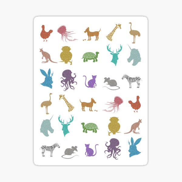 Vista previa del artículo con la obra «Animales de brillo», diseñado y vendido por makoshark.
