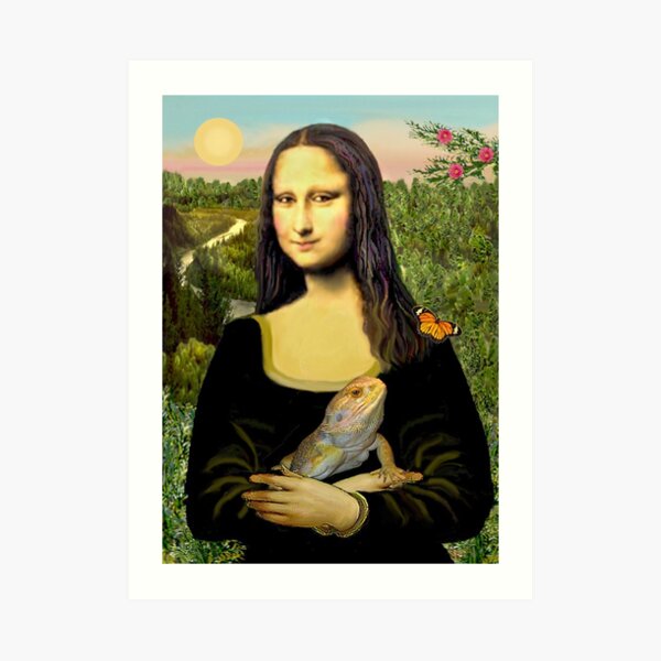 Mona Lisa with her Bearded Dragon Art Print
