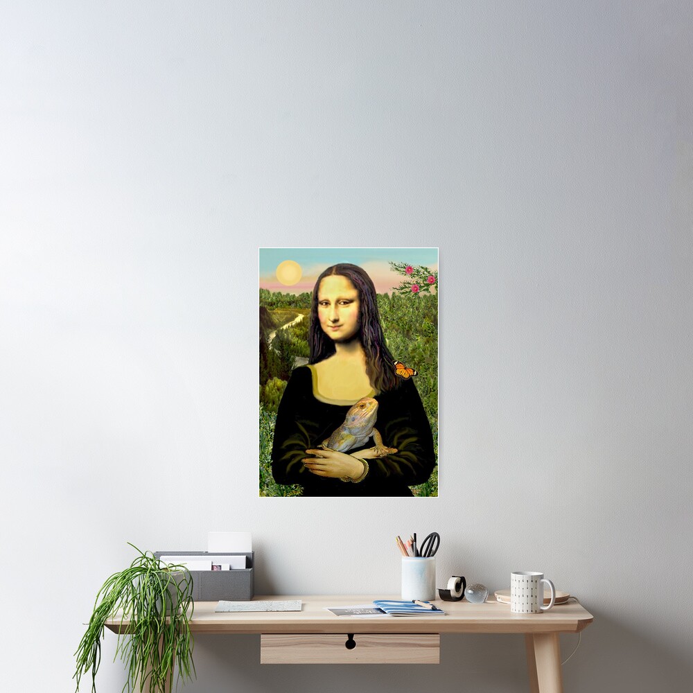 Mona Lisa with her Bearded Dragon Poster