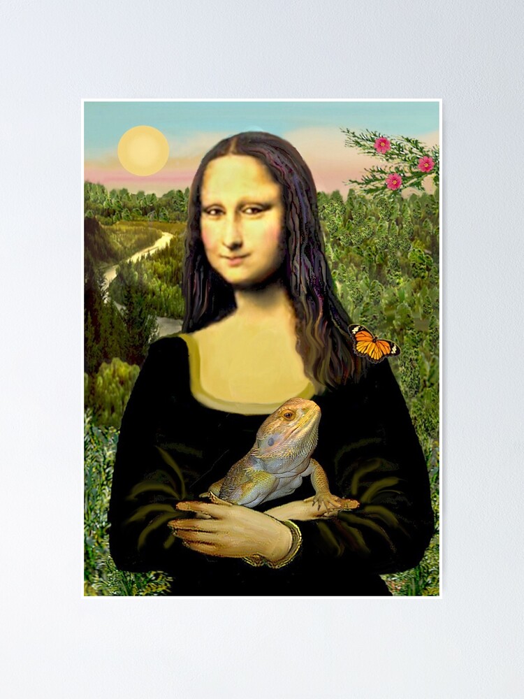 Alternate view of Mona Lisa with her Bearded Dragon Poster