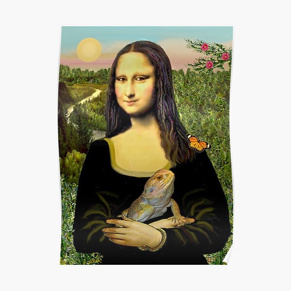 Mona Lisa with her Bearded Dragon Poster