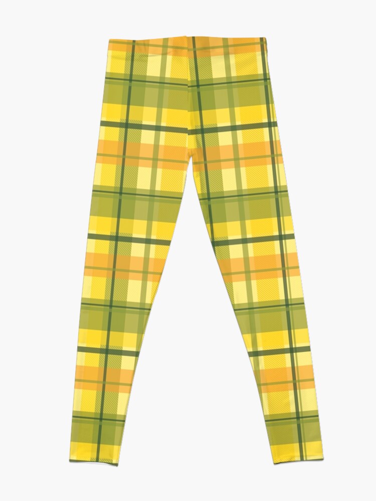 Alternate view of early summer plaid in happy yellow, orange and juicy green seamless pattern Leggings
