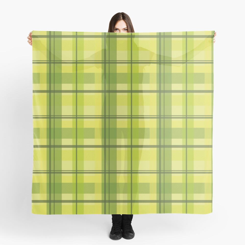 early summer plaid in happy yellow and juicy green seamless pattern Scarf